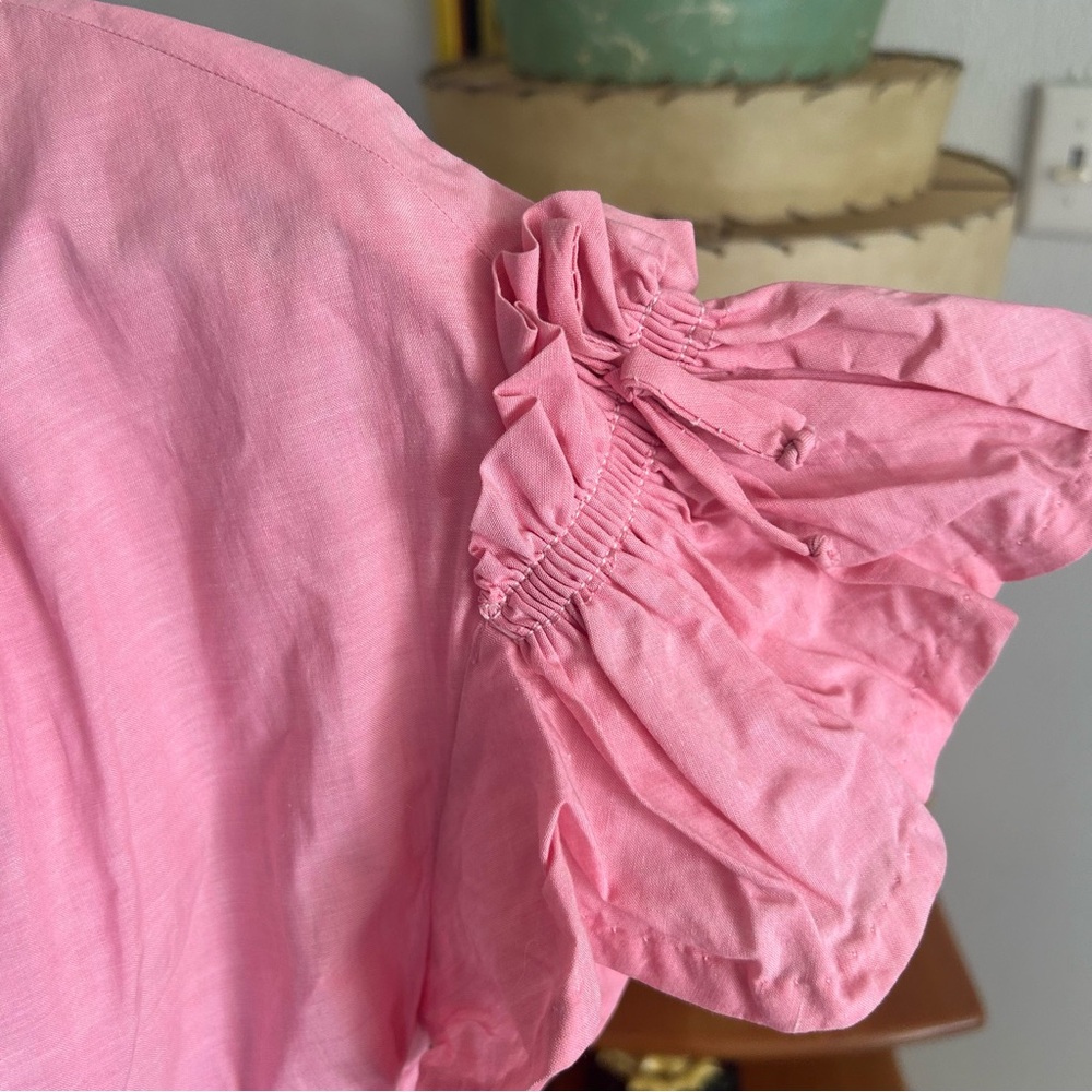 SOLD Vintage 1940s Dress I Pink Cotton Day Dress l M l 40s Pinup Rockabilly - Picture 5 of 6